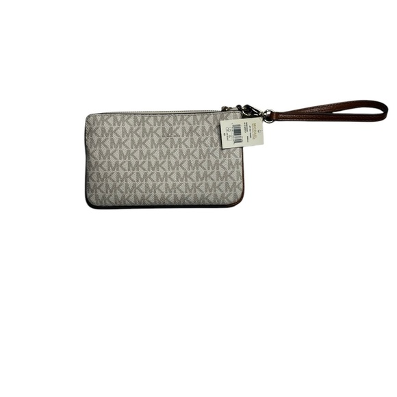 New Michael Kors Jet Set Travel Signature Logo Vanilla Large Wristlet - Picture 2 of 7